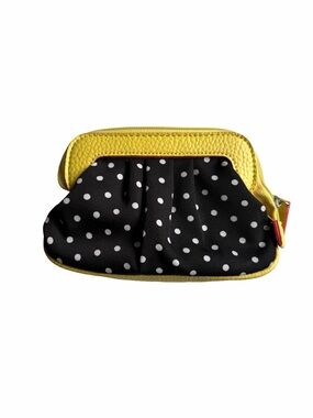 Vintage Polka Dot Black & Yellow Wristlet Clutch